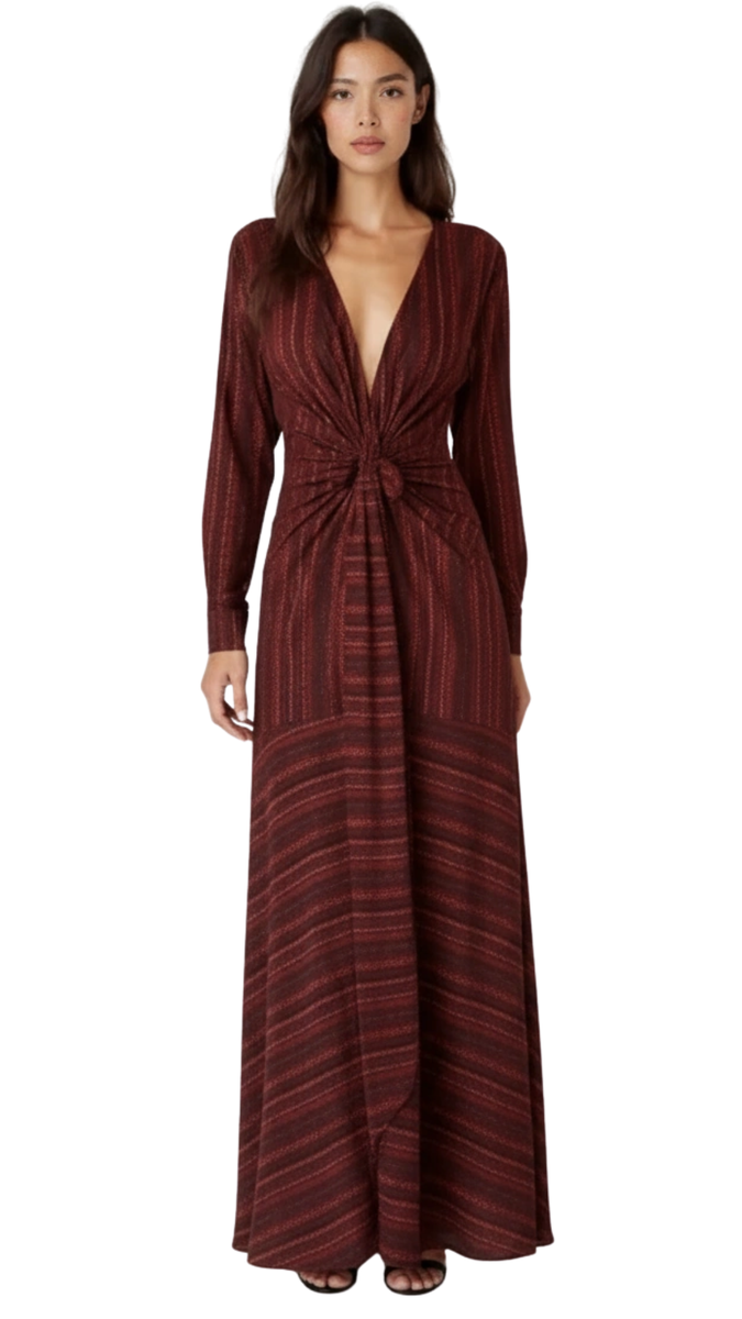 Vestido Frida Mini Rayas Granate — SERRA