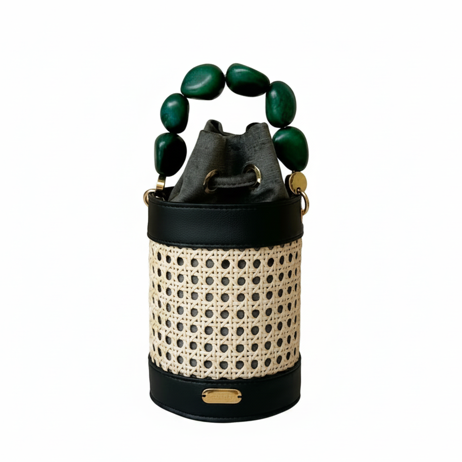 Bolso Bucket Minco Negro Cactus