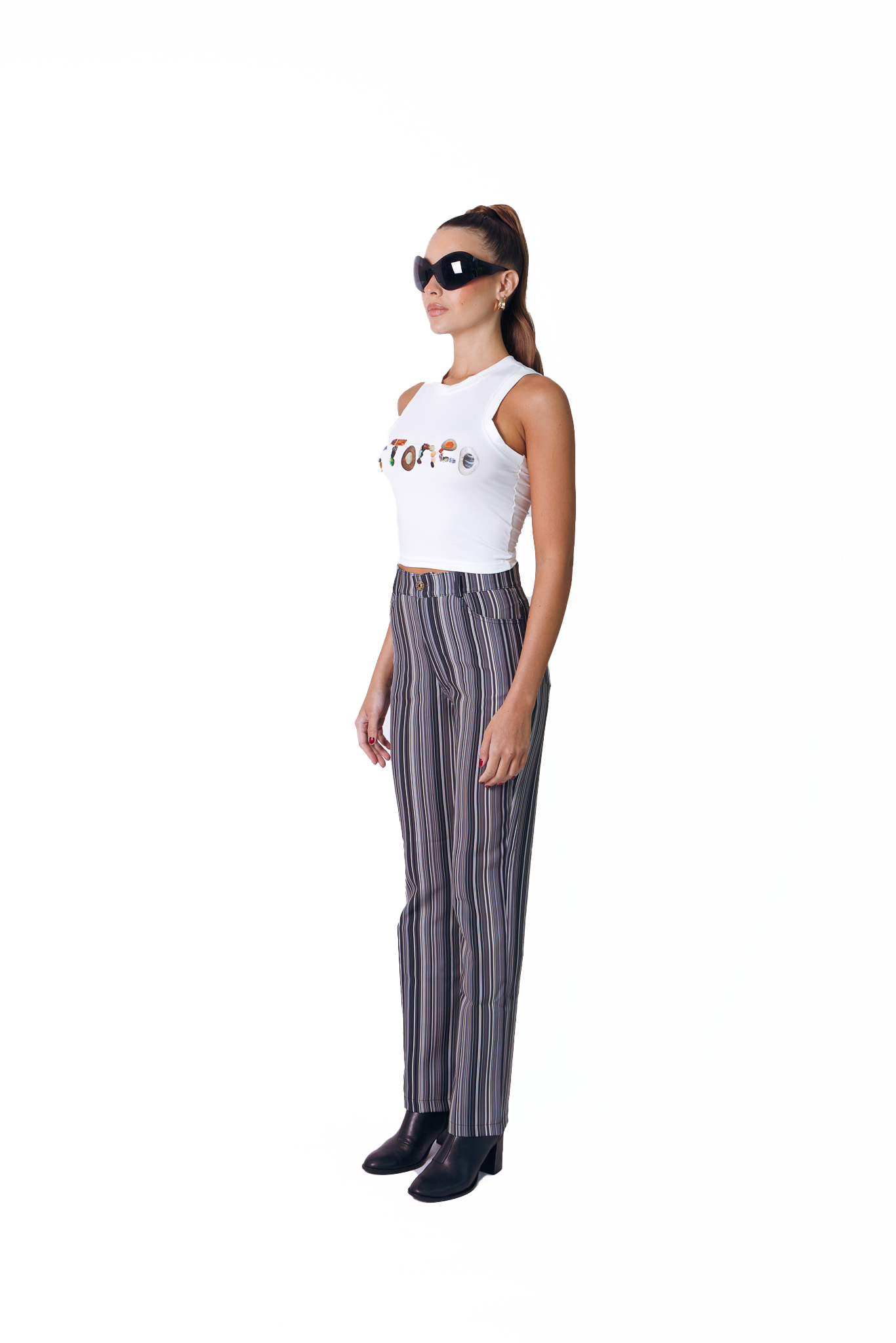 Howdy Pants in Black and White Pinstripe