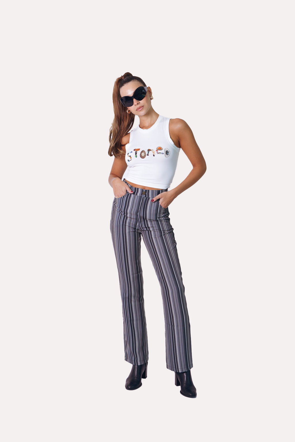 Howdy Pants in Black and White Pinstripe