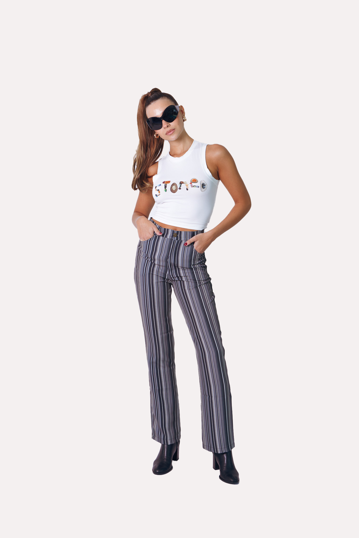 Howdy Pants in Black and White Pinstripe